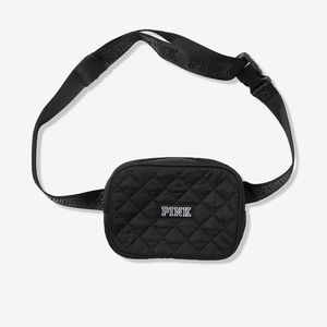PINK VICTORIA'S SECRET QUILTED BELT BAG PINK/BLACK